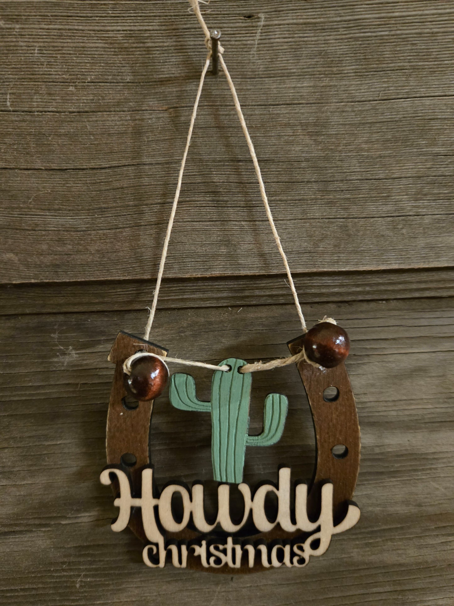 Howdy Christmas Horseshoe Ornament