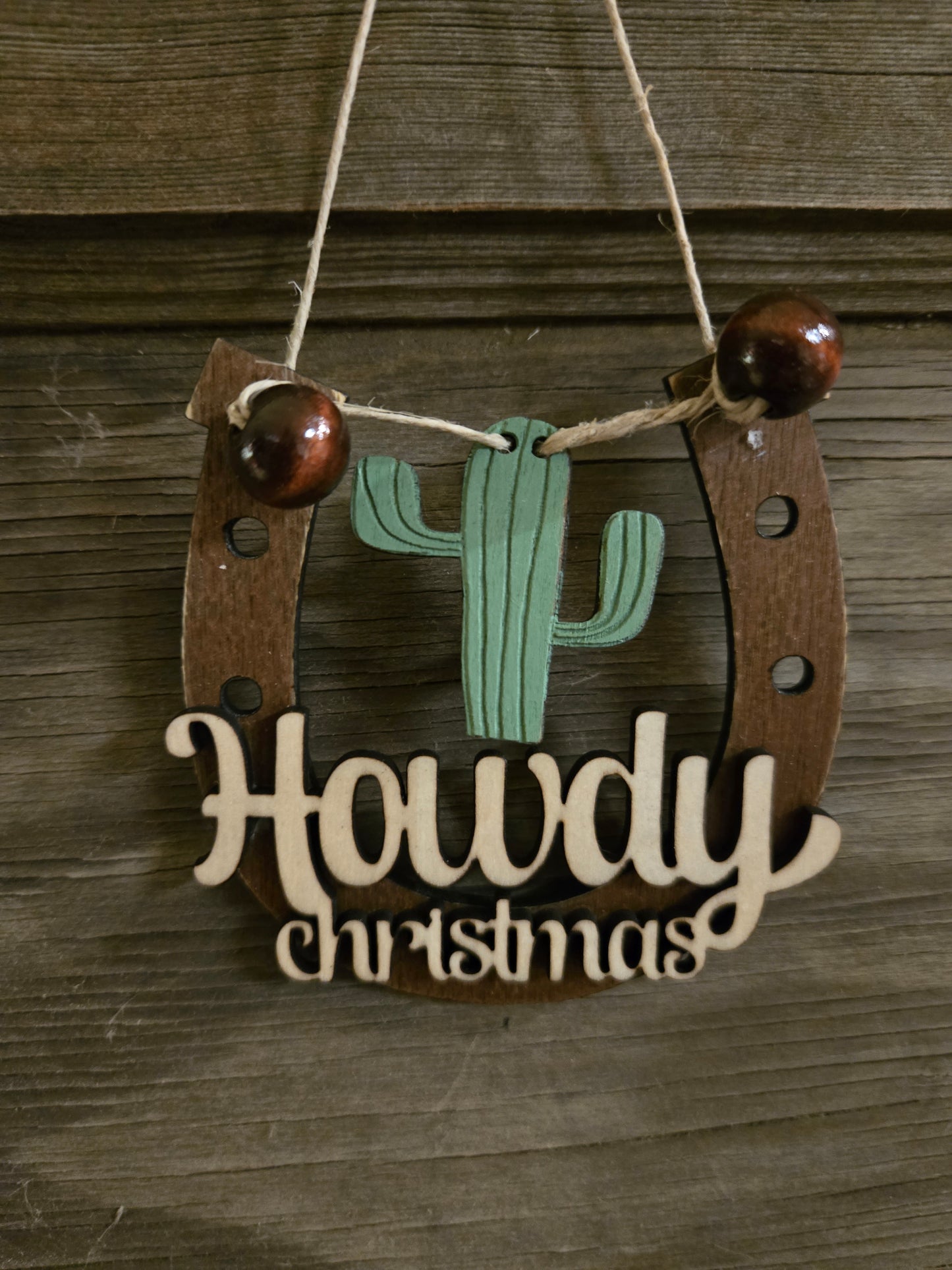 Howdy Christmas Horseshoe Ornament