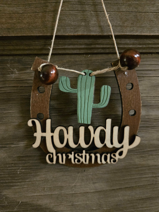 Howdy Christmas Horseshoe Ornament