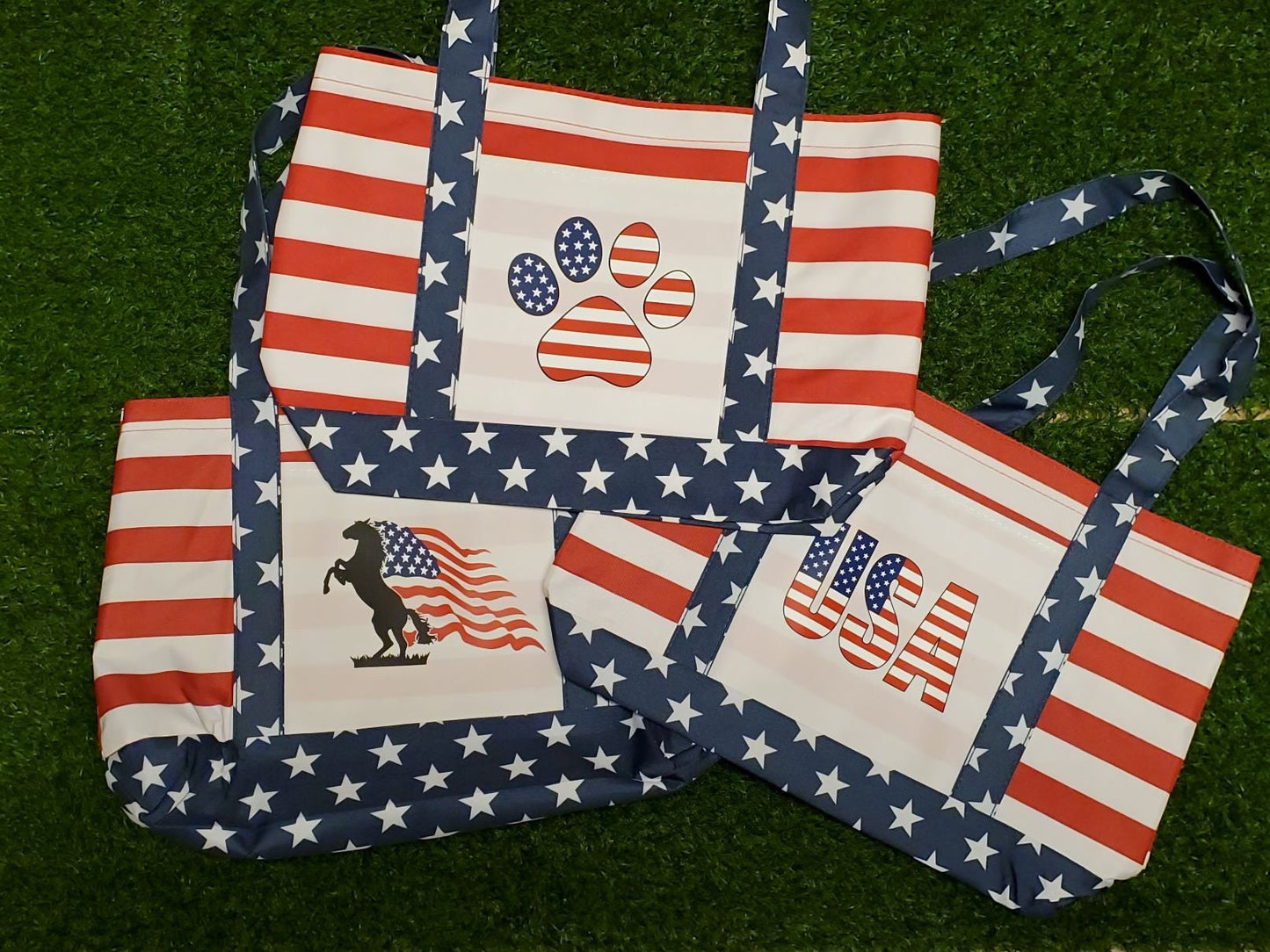 Americana Beach Tote Bag w/ Patriotic Designs